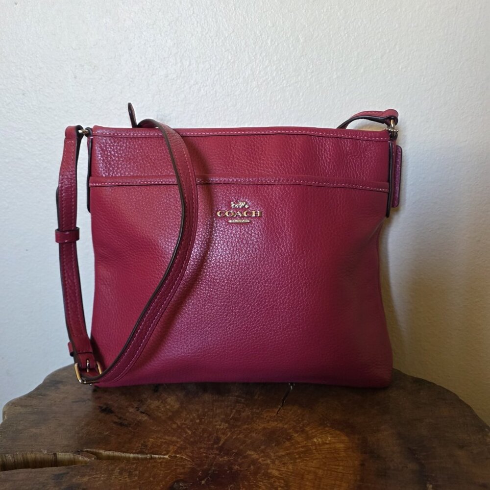 Coach Fuchsia Pink Pebbled Leather Crossbody Bag – Gold Hardware - Picture 10 of 16